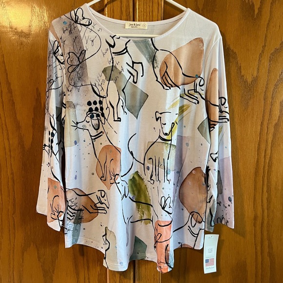 Women's Jess & Jane L 3/4 Sleeve Graphic Top - Picture 2 of 7